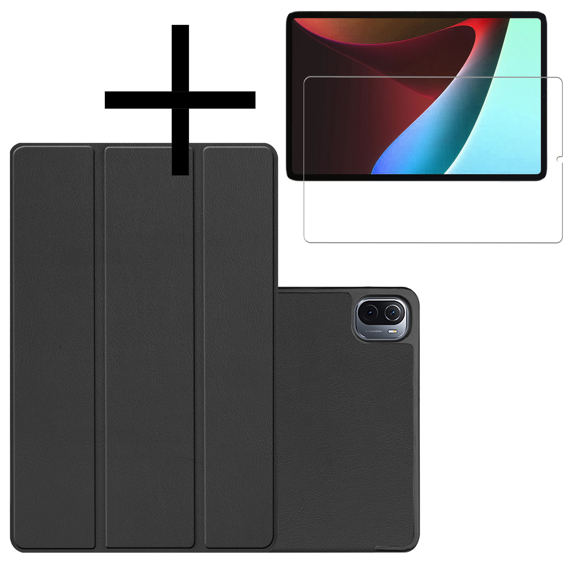 NoXx Hoesje Geschikt voor Xiaomi Pad 5 Hoesje Case Hard Cover Hoes Book Case Met Screenprotector - Zwart