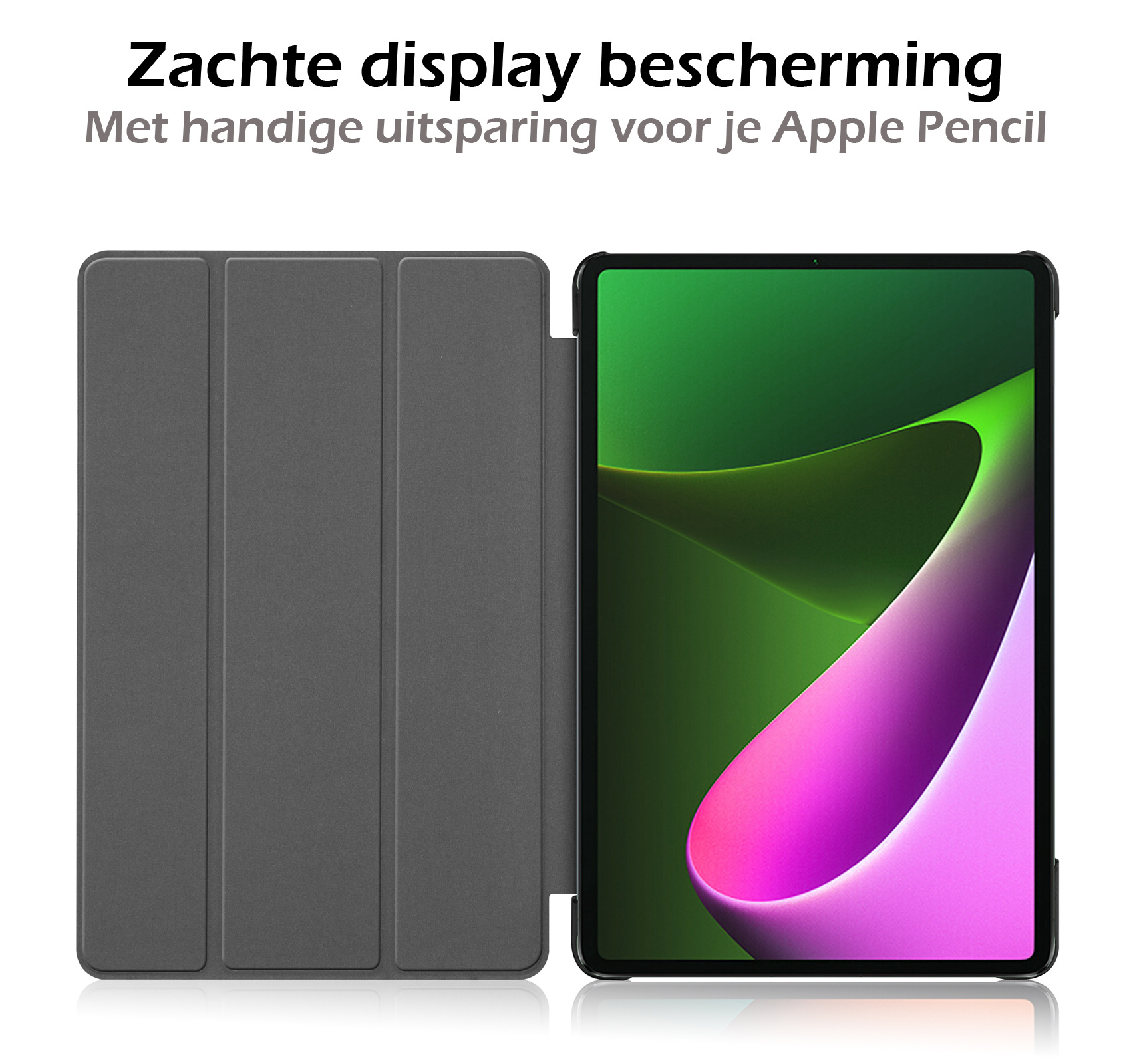 Nomfy Hoes Geschikt voor Xiaomi Pad 5 Hoes Tri-fold Tablet Hoesje Case Met Screenprotector - Hoesje Geschikt voor Xiaomi Mi Pad 5 Hoesje Hardcover Bookcase - Zwart