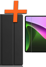 Nomfy Xiaomi Pad 5 Hoes Book Case Cover Met Screenprotector - Xiaomi Pad 5 Hoesje Met Beschermglas - Zwart