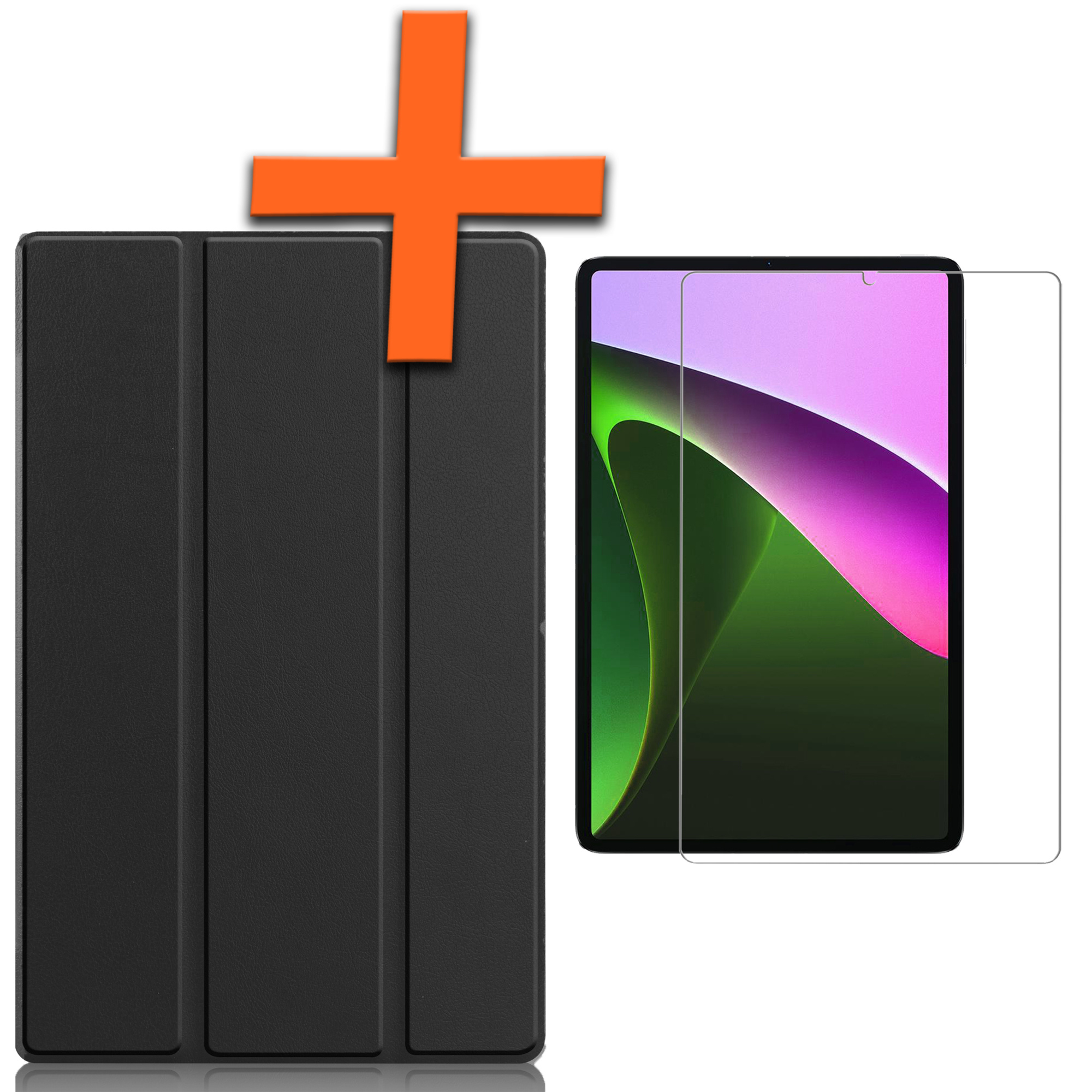 Nomfy Hoes Geschikt voor Xiaomi Pad 5 Hoes Tri-fold Tablet Hoesje Case Met Screenprotector - Hoesje Geschikt voor Xiaomi Mi Pad 5 Hoesje Hardcover Bookcase - Zwart