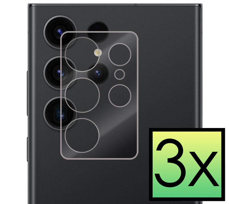 NoXx Screenprotector Geschikt voor Samsung S23 Ultra Camera Screenprotector Gehard Glas - Screenprotector Geschikt voor Samsung Galaxy S23 Ultra Screenprotector Camera Tempered Glass - 3x