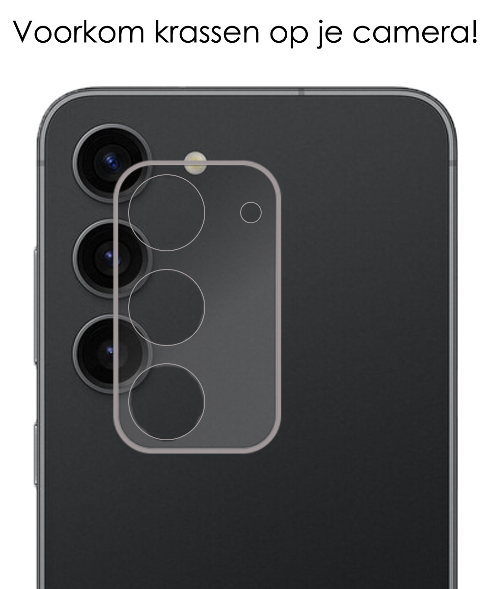 NoXx Screenprotector Geschikt voor Samsung S23 Camera Screenprotector Gehard Glas - Screenprotector Geschikt voor Samsung Galaxy S23 Screenprotector Camera Tempered Glass - 2x