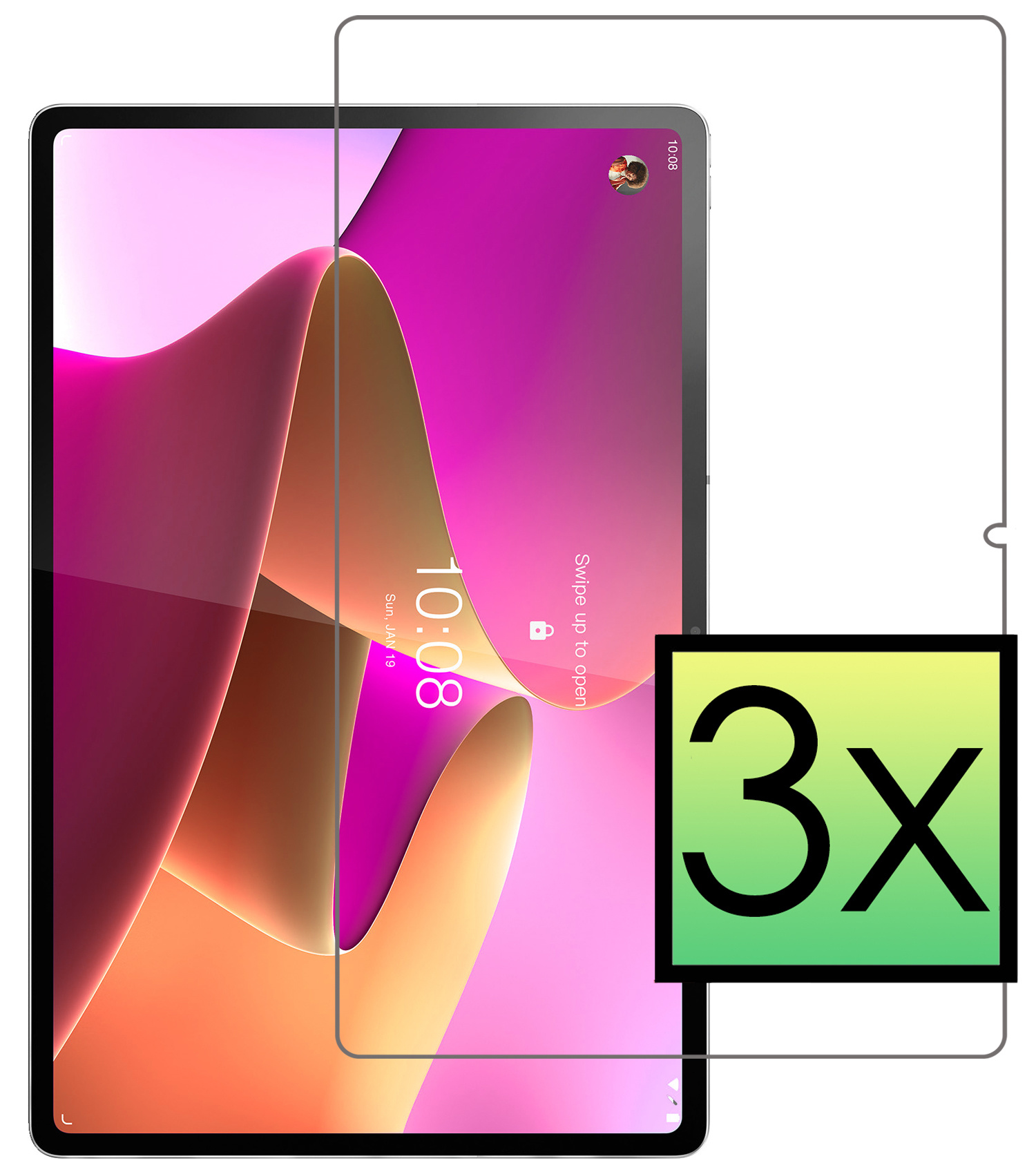 NoXx Screenprotector Geschikt voor Lenovo Tab P12 Pro Screenprotector Bescherm Glas Screen Protector - 3x