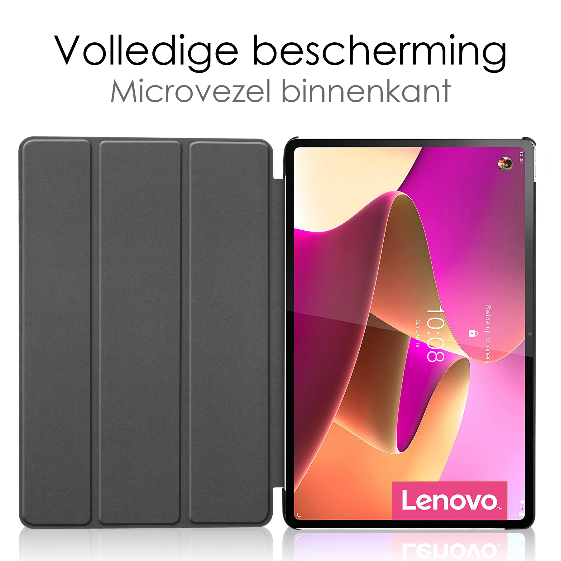 NoXx Hoesje Geschikt voor Lenovo Tab P12 Pro Hoesje Case Hard Cover Hoes Book Case - Zwart