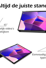 Nomfy Hoes Geschikt voor Lenovo Tab P12 Pro Hoes Tri-fold Tablet Hoesje Case - Hoesje Geschikt voor Lenovo Tab P12 Pro Hoesje Hardcover Bookcase - Zwart