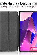 Nomfy Hoes Geschikt voor Lenovo Tab P12 Pro Hoes Tri-fold Tablet Hoesje Case - Hoesje Geschikt voor Lenovo Tab P12 Pro Hoesje Hardcover Bookcase - Zwart