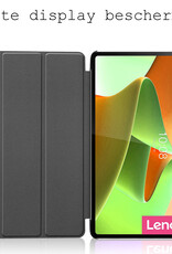 BASEY. Hoesje Geschikt voor Lenovo Tab P12 Pro Hoes Case Tablet Hoesje Tri-fold Met Screenprotector - Hoes Geschikt voor Lenovo Tab P12 Pro Hoesje Hard Cover Bookcase Hoes - Zwart
