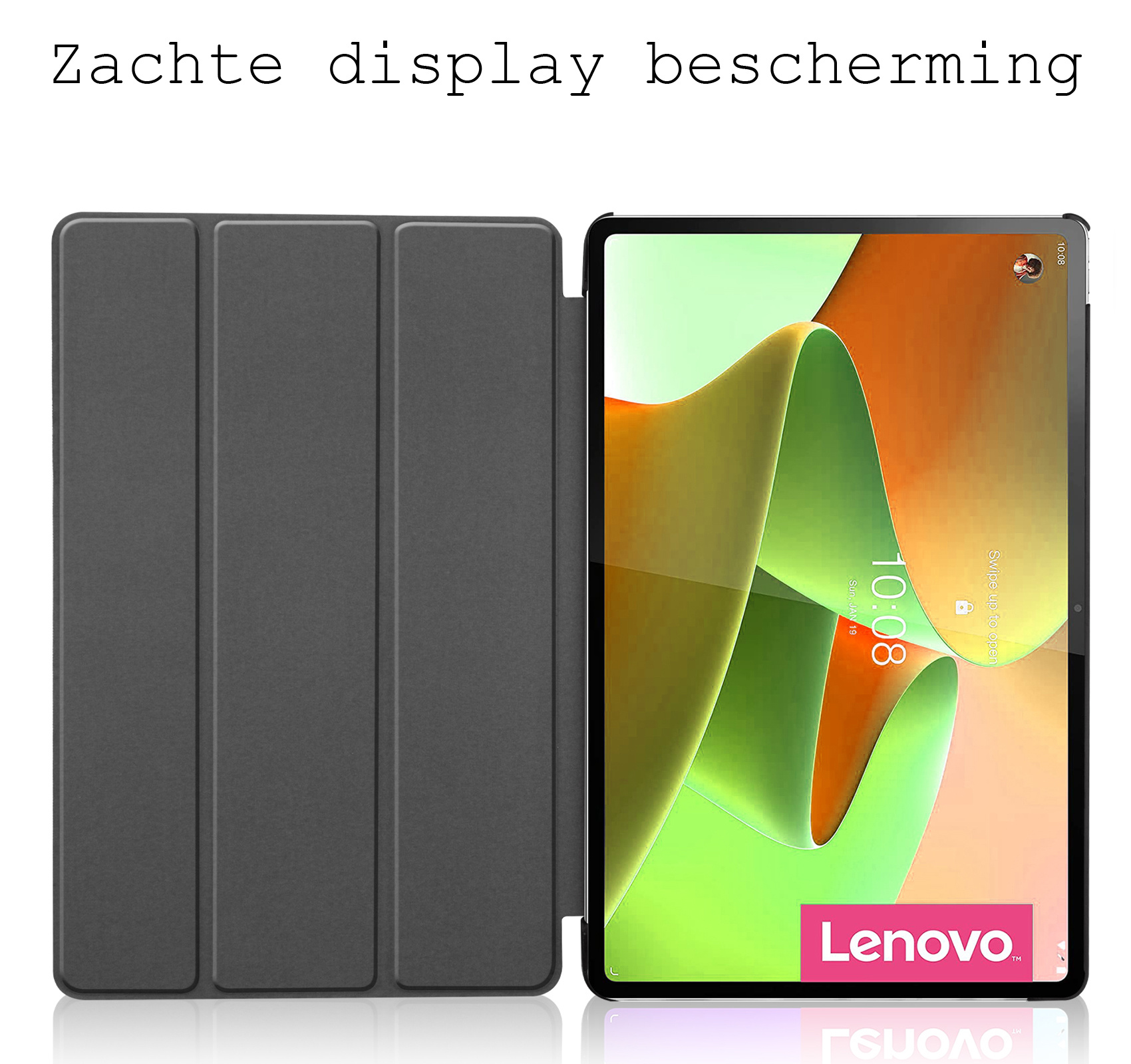 BASEY. Hoesje Geschikt voor Lenovo Tab P12 Pro Hoes Case Tablet Hoesje Tri-fold Met Screenprotector - Hoes Geschikt voor Lenovo Tab P12 Pro Hoesje Hard Cover Bookcase Hoes - Zwart