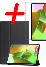 BASEY. Hoesje Geschikt voor Lenovo Tab P12 Pro Hoes Case Tablet Hoesje Tri-fold Met Screenprotector - Hoes Geschikt voor Lenovo Tab P12 Pro Hoesje Hard Cover Bookcase Hoes - Zwart