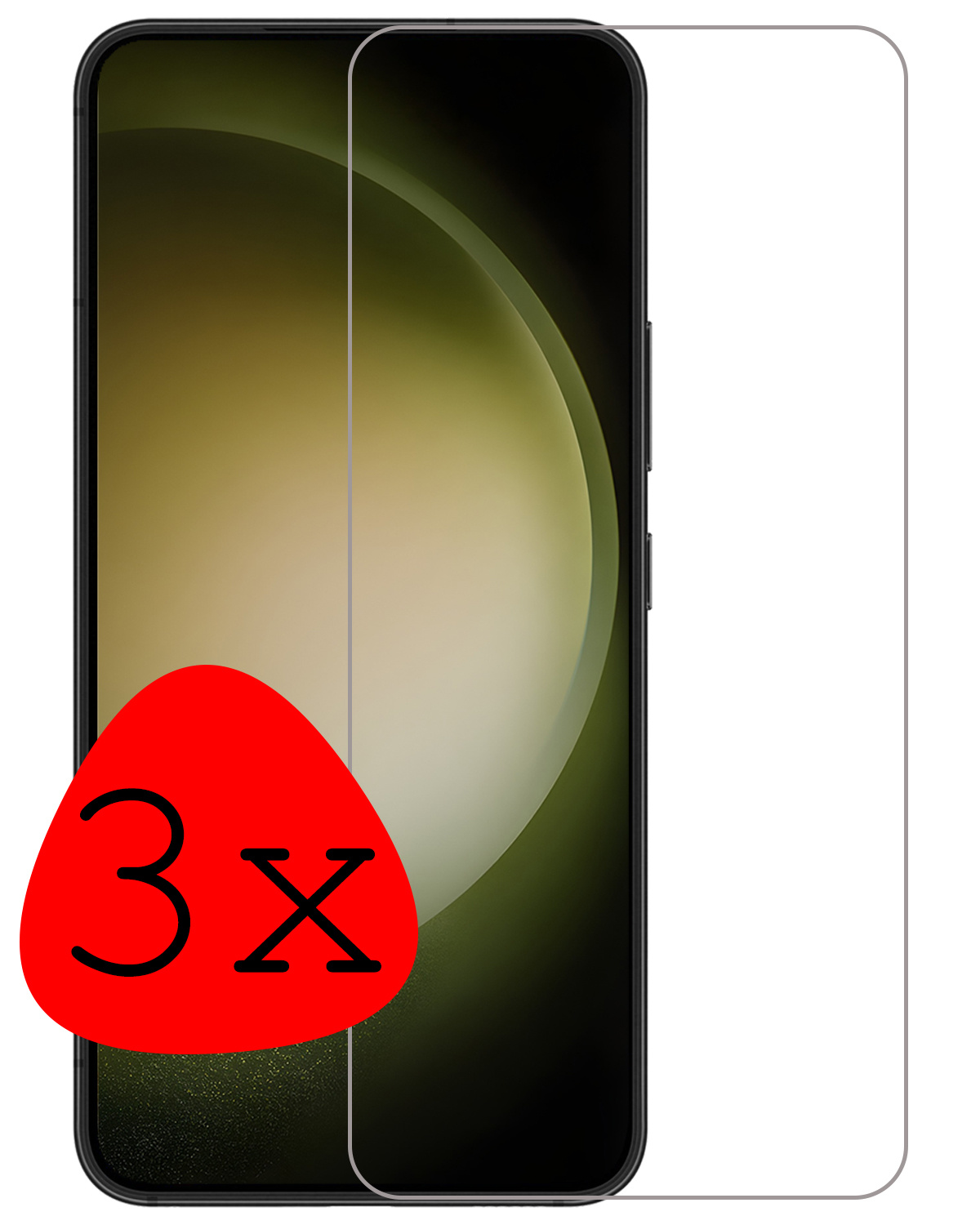 BASEY. Screenprotector Geschikt voor Samsung S23 Plus Screenprotector Tempered Glass Beschermglas Dichte Notch - Screenprotector Geschikt voor Samsung Galaxy S23 Plus Screen Protector - 3 Stuks