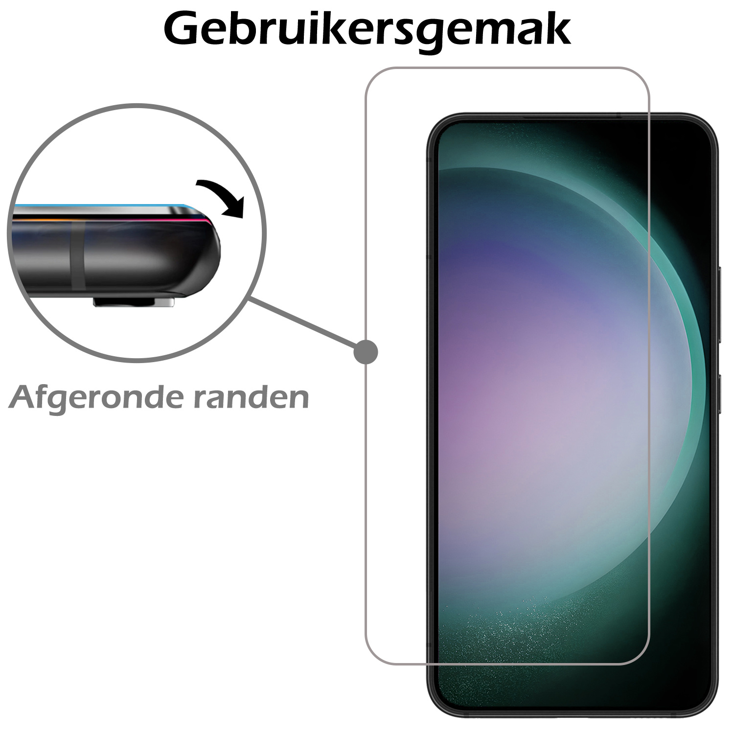 Nomfy Screenprotector Geschikt voor Samsung S23 Screenprotector Bescherm Glas - Screenprotector Geschikt voor Samsung Galaxy S23 Screen Protector Tempered Glass Volledig - 2 PACK