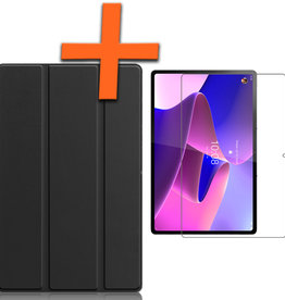 Nomfy Nomfy Lenovo Tab P12 Pro Hoes Met Screenprotector - Zwart