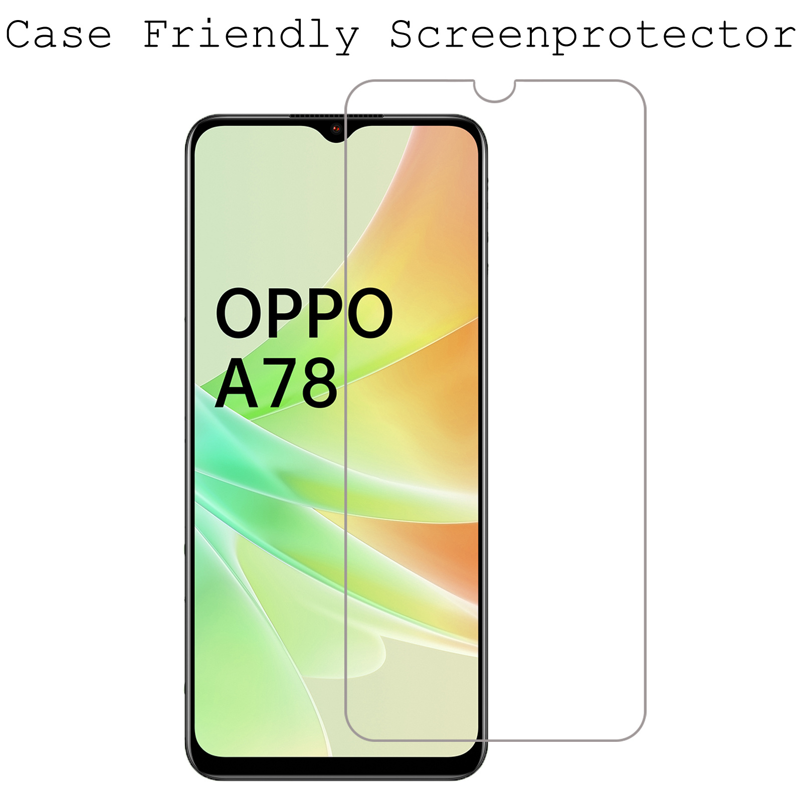 BASEY.  OPPO A78 Screenprotector Tempered Glass - OPPO A78 Beschermglas Screen Protector Glas - 2 Stuks