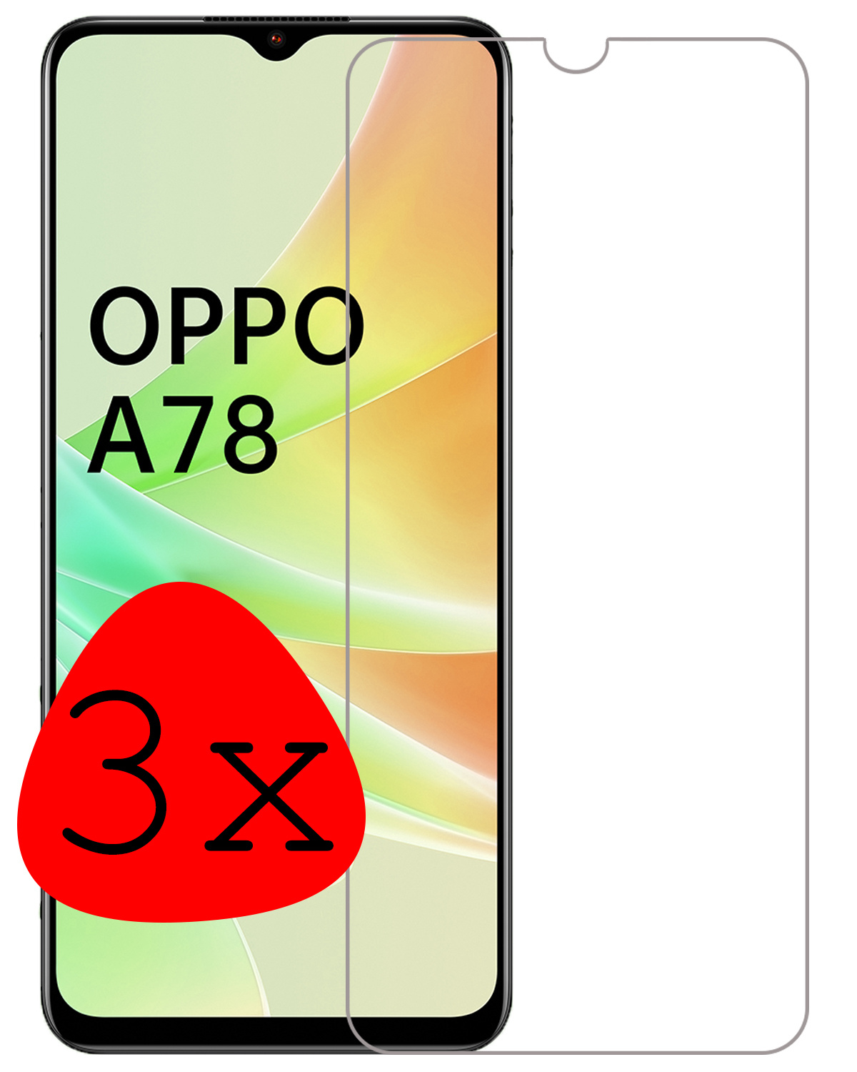BASEY. Screenprotector Geschikt voor OPPO A78 5G Screenprotector Tempered Glass - Screenprotector Geschikt voor OPPO A78 Beschermglas Screen Protector Glas - 3 Stuks