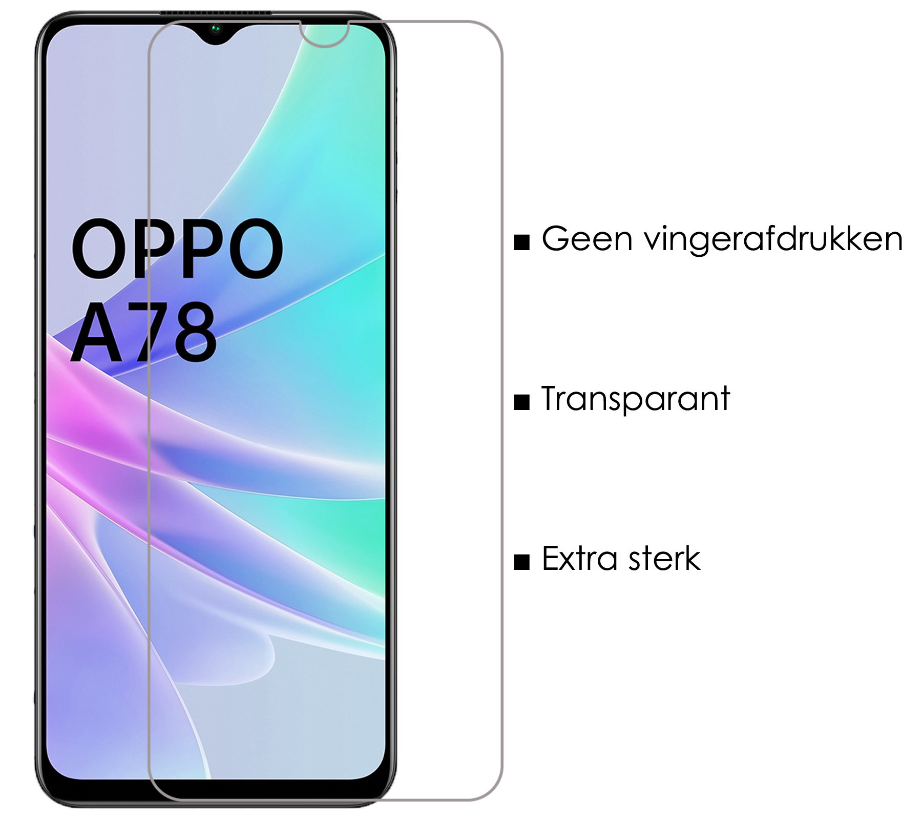 NoXx Screenprotector Geschikt voor OPPO A78 5G Screenprotector Tempered Glass Gehard Glas Beschermglas - 2x