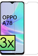 NoXx  OPPO A78 Screenprotector Tempered Glass Gehard Glas Beschermglas - 3x