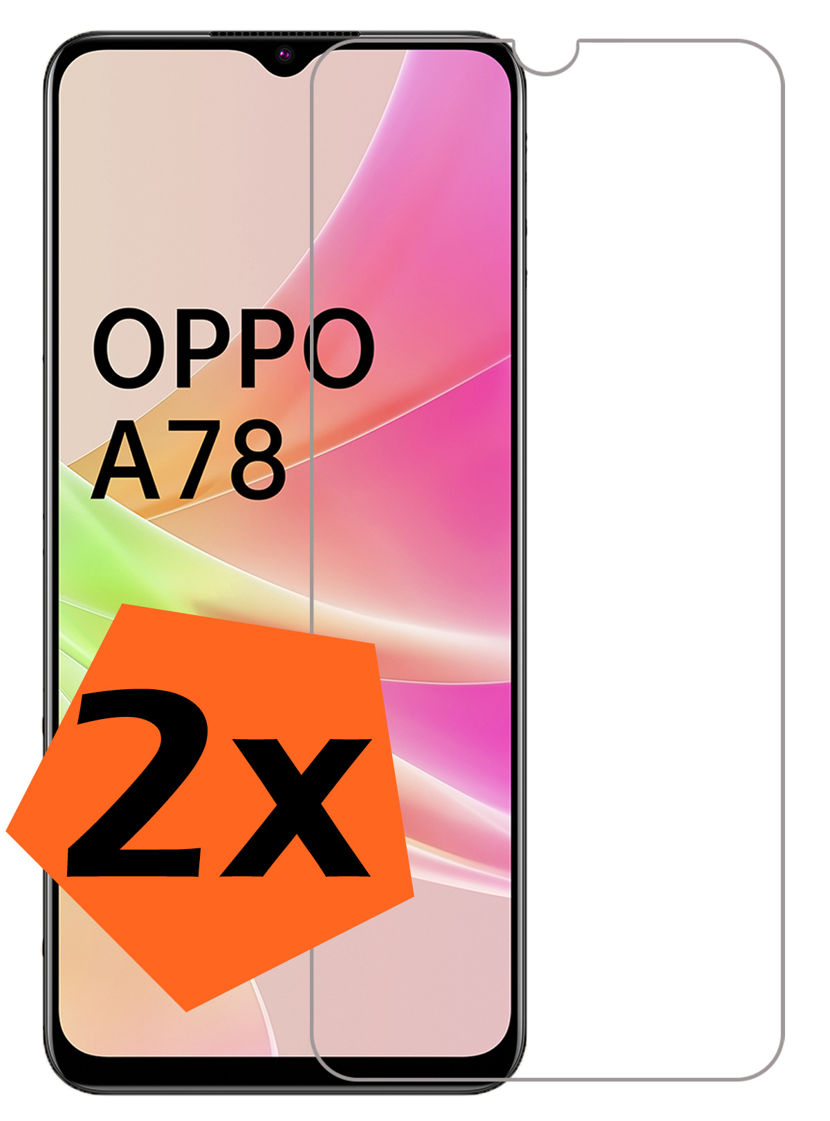 Nomfy Screenprotector Geschikt voor OPPO A78 5G Screenprotector Bescherm Glas Tempered Glass - Screenprotector Geschikt voor OPPO A78 Screen Protector - 2 PACK
