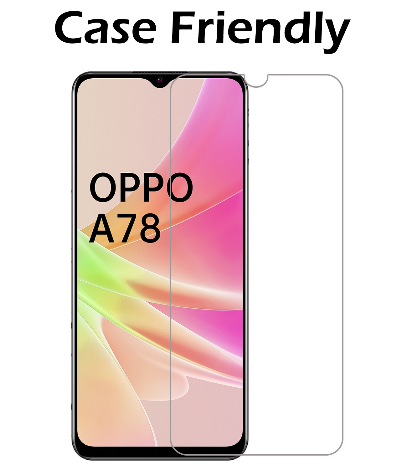 Nomfy Screenprotector Geschikt voor OPPO A78 5G Screenprotector Bescherm Glas Tempered Glass - Screenprotector Geschikt voor OPPO A78 Screen Protector - 2 PACK