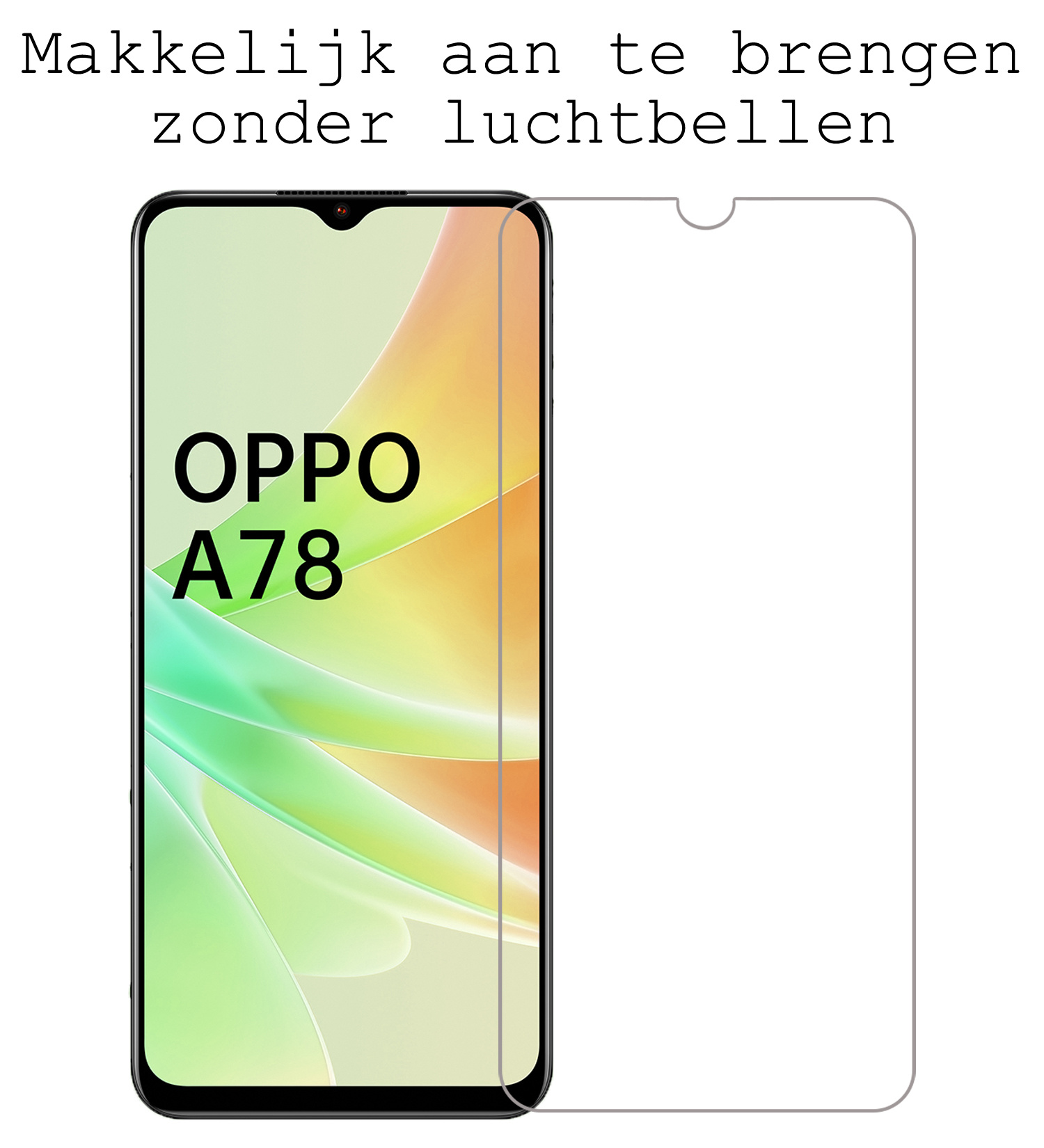 BASEY. OPPO A78 Screenprotector Tempered Glass Full Cover - OPPO A78 Beschermglas Screen Protector Glas