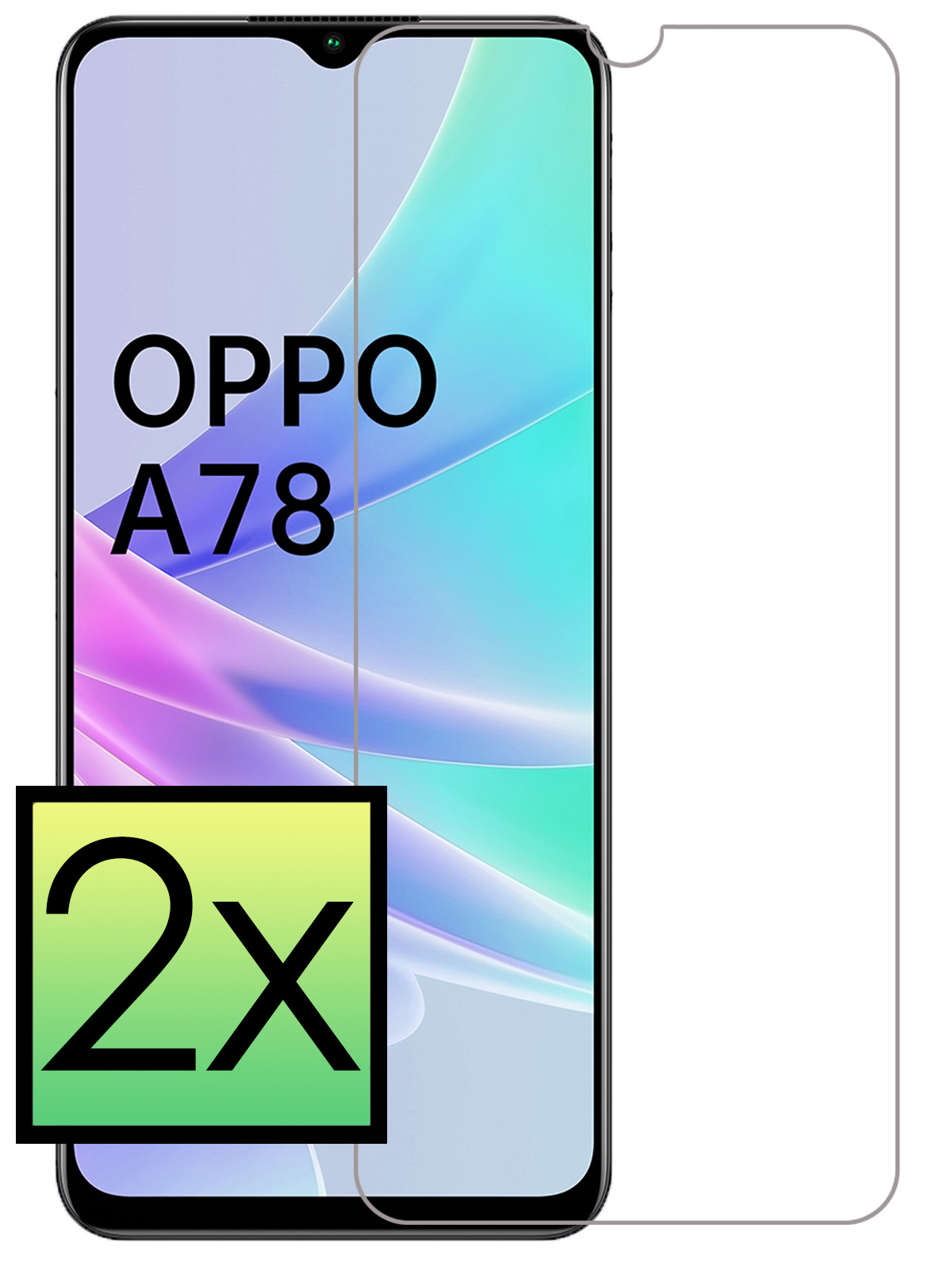 NoXx Screenprotector Geschikt voor OPPO A78 5G Screenprotector Tempered Glass Gehard Glas Full Cover - 2x