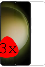 BASEY. Screenprotector Geschikt voor Samsung S23 Screenprotector Tempered Glass Beschermglas Dichte Notch - Screenprotector Geschikt voor Samsung Galaxy S23 Screen Protector - 3 Stuks