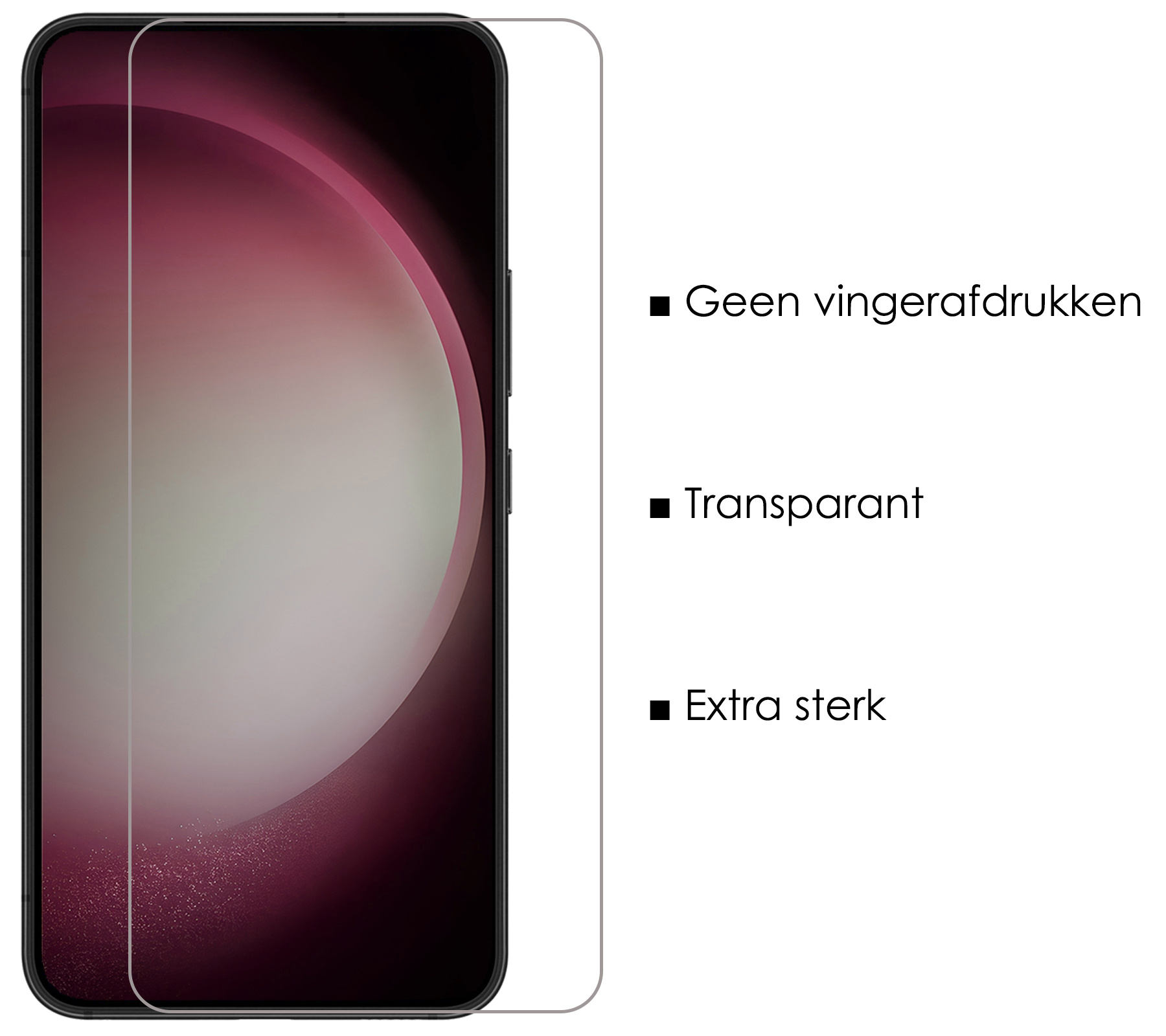 NoXx Screenprotector Geschikt voor Samsung S23 Screenprotector Tempered Glass Gehard Glas Full Screen Display Cover - 2x