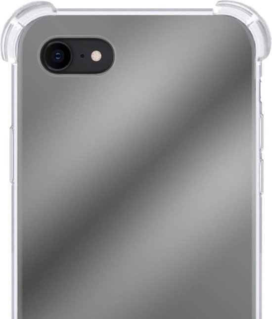 Hoes Geschikt voor iPhone 7 Hoesje Siliconen Cover Shock Proof Back Case Shockproof Hoes - Zwart - 2x