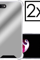 NoXx Hoes Geschikt voor iPhone 7 Hoesje Siliconen Cover Shock Proof Back Case Shockproof Hoes - Zilver - 2x
