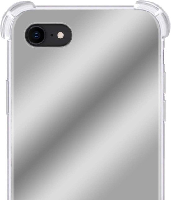Hoes Geschikt voor iPhone 7 Hoesje Siliconen Cover Shock Proof Back Case Shockproof Hoes - Zilver - 2x