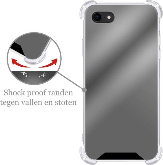 Hoesje Geschikt voor iPhone 7 Hoesje Shock Proof Cover Case Shockproof - Hoes Geschikt voor iPhone 7 Hoes Siliconen Back Case - Zwart - 2 PACK