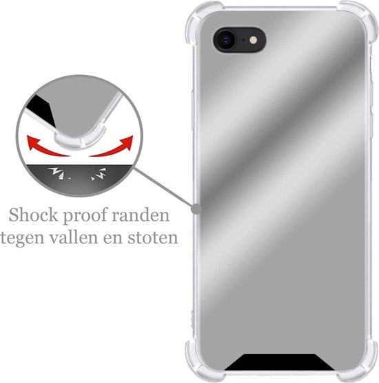 Hoesje Geschikt voor iPhone 7 Hoesje Shock Proof Cover Case Shockproof - Hoes Geschikt voor iPhone 7 Hoes Siliconen Back Case - Zilver - 2 PACK