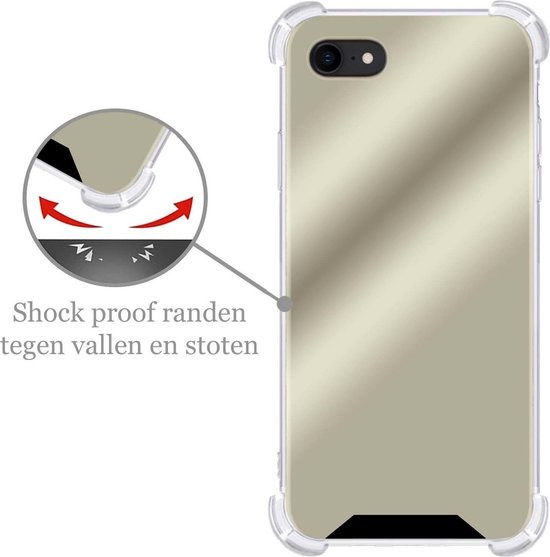 Hoesje Geschikt voor iPhone 7 Hoesje Shock Proof Cover Case Shockproof - Hoes Geschikt voor iPhone 7 Hoes Siliconen Back Case - Goud - 2 PACK