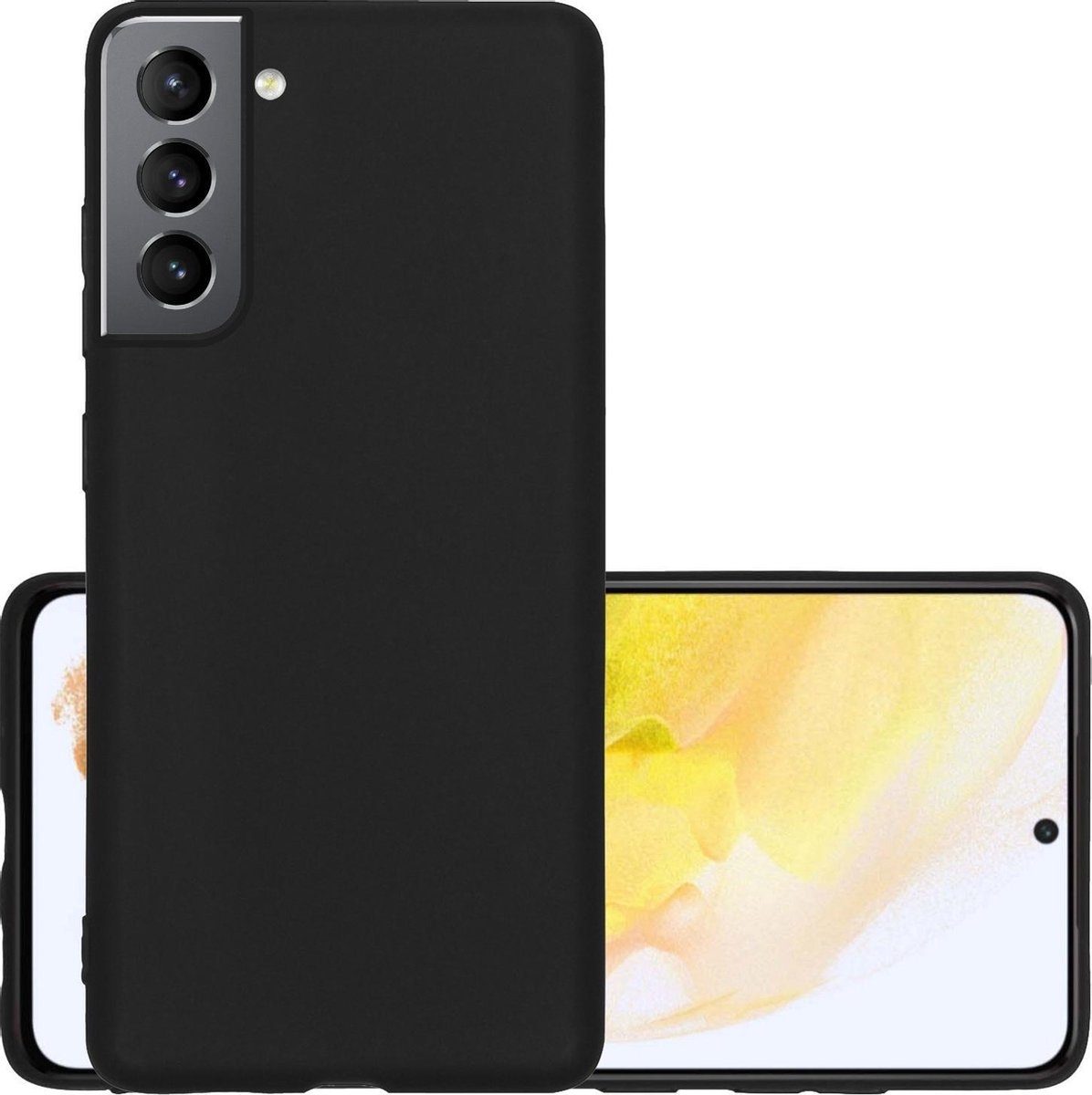 NoXx Hoes Geschikt voor Samsung S21 Hoesje Cover Siliconen Back Case Hoes - Zwart