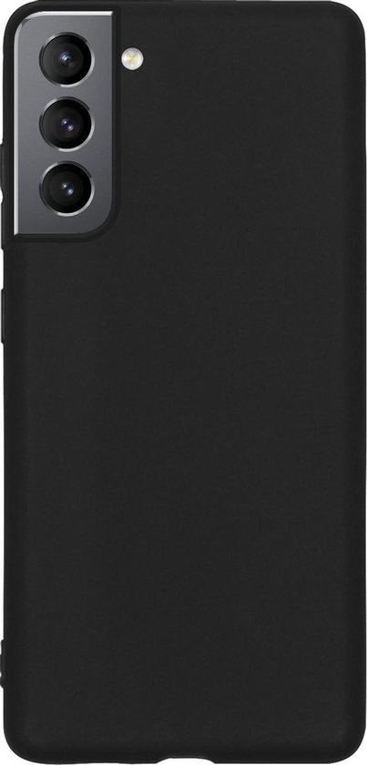 Hoes Geschikt voor Samsung S21 Hoesje Cover Siliconen Back Case Hoes - Zwart
