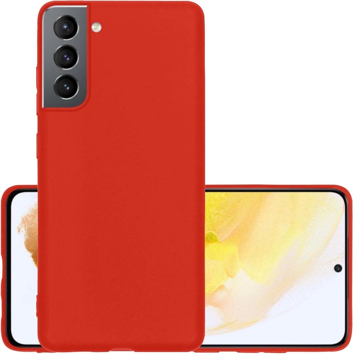 NoXx Hoes Geschikt voor Samsung S21 Hoesje Cover Siliconen Back Case Hoes - Rood
