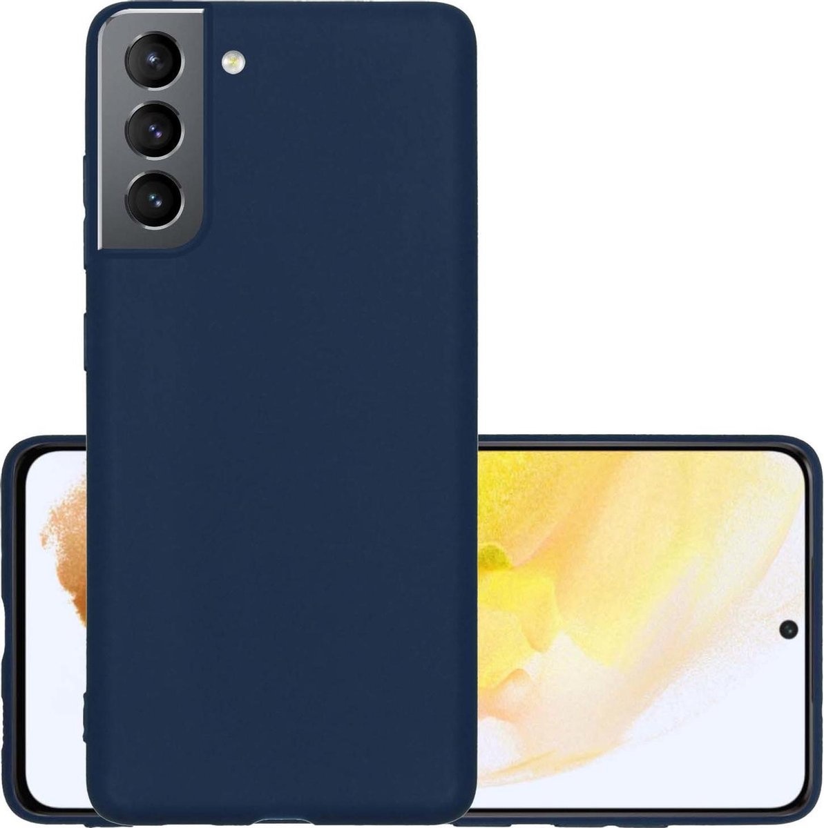 NoXx Hoes Geschikt voor Samsung S21 Hoesje Cover Siliconen Back Case Hoes - Donkerblauw