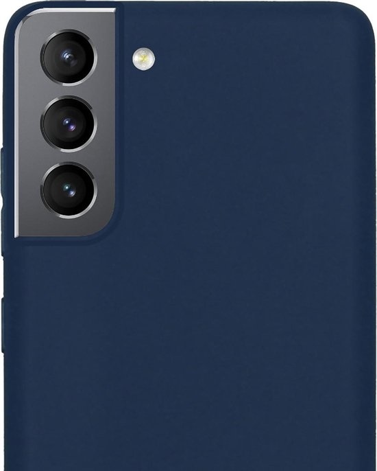 Hoes Geschikt voor Samsung S21 Hoesje Cover Siliconen Back Case Hoes - Donkerblauw