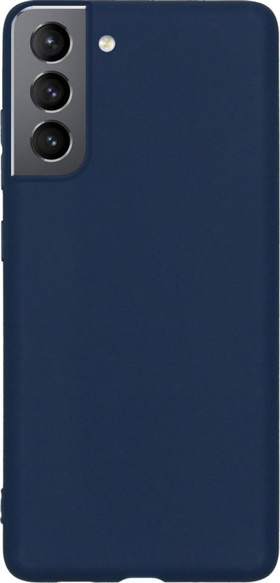 Hoes Geschikt voor Samsung S21 Hoesje Cover Siliconen Back Case Hoes - Donkerblauw