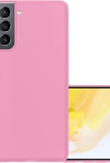 NoXx Hoes Geschikt voor Samsung S21 Hoesje Cover Siliconen Back Case Hoes - Roze