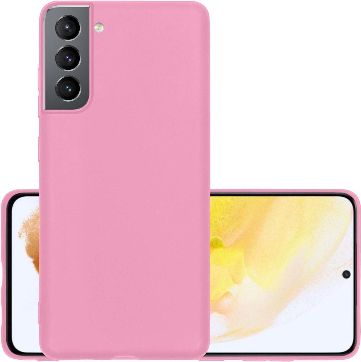 NoXx Hoes Geschikt voor Samsung S21 Hoesje Cover Siliconen Back Case Hoes - Roze