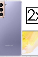 NoXx Hoes Geschikt voor Samsung S21 Hoesje Cover Siliconen Back Case Hoes - Transparant - 2x