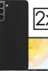 NoXx Hoes Geschikt voor Samsung S21 Hoesje Cover Siliconen Back Case Hoes - Zwart - 2x