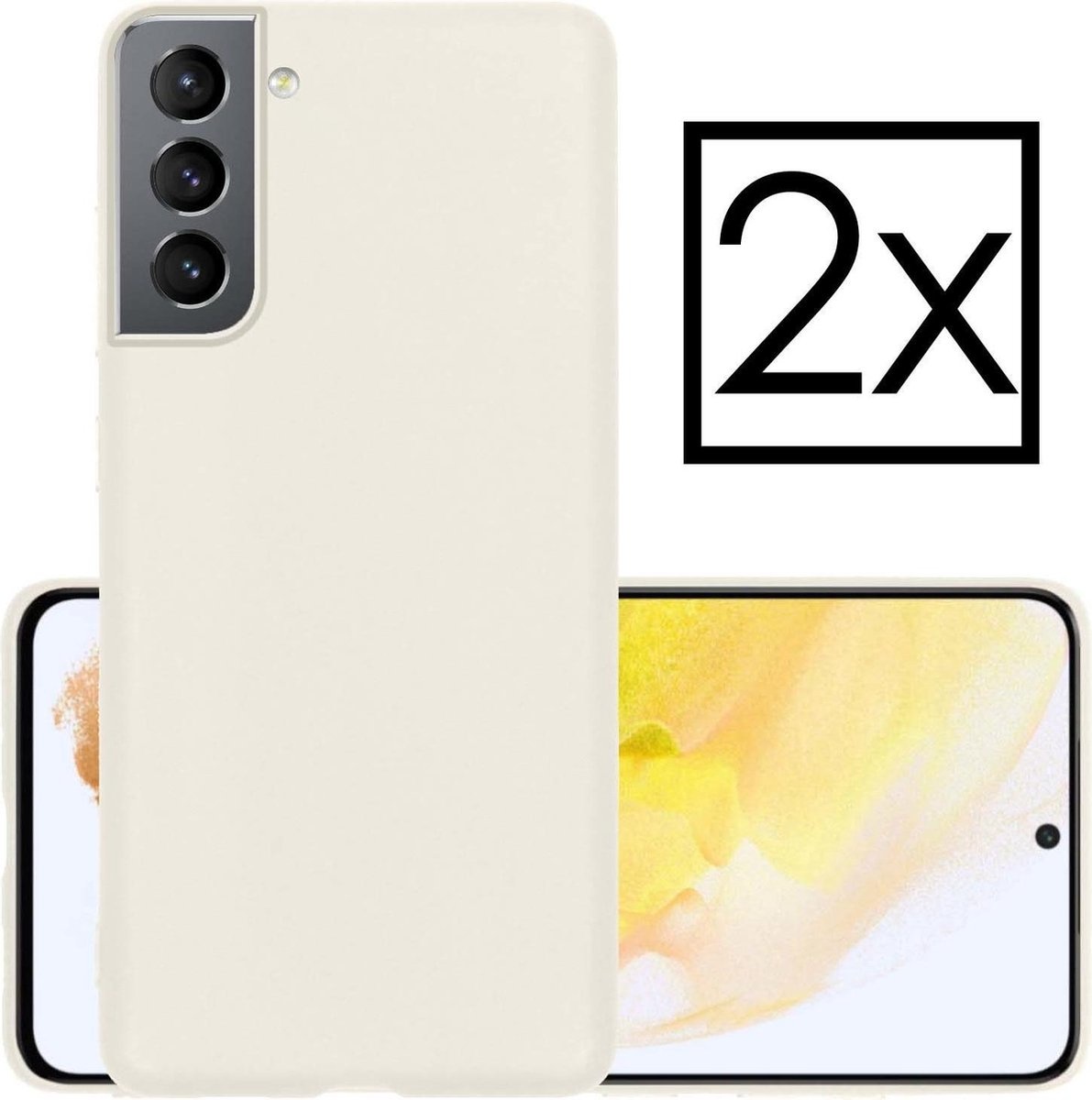 NoXx Hoes Geschikt voor Samsung S21 Hoesje Cover Siliconen Back Case Hoes - Wit - 2x