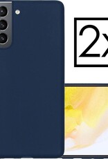 NoXx Hoes Geschikt voor Samsung S21 Hoesje Cover Siliconen Back Case Hoes - Donkerblauw - 2x