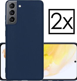 2 PACK - NoXx Samsung Galaxy S21 hoesje siliconen - Donkerblauw