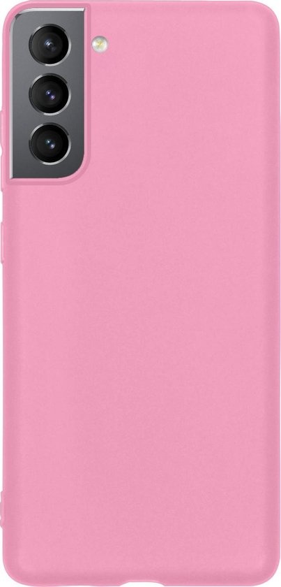 Hoes Geschikt voor Samsung S21 Hoesje Cover Siliconen Back Case Hoes - Roze - 2x