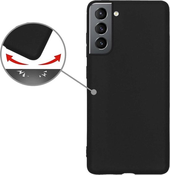 Hoesje Geschikt voor Samsung S21 Hoesje Siliconen Cover Case - Hoes Geschikt voor Samsung Galaxy S21 Hoes Back Case - Zwart
