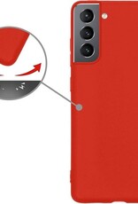 Hoesje Geschikt voor Samsung S21 Hoesje Siliconen Cover Case - Hoes Geschikt voor Samsung Galaxy S21 Hoes Back Case - Rood