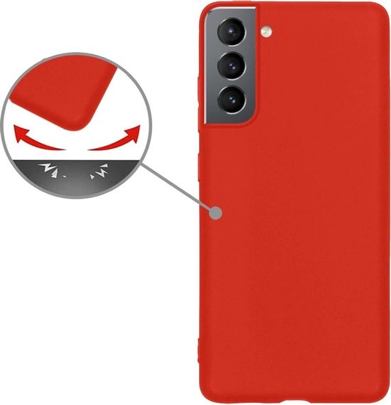 Nomfy Hoesje Geschikt voor Samsung S21 Hoesje Siliconen Cover Case - Hoes Geschikt voor Samsung Galaxy S21 Hoes Back Case - Rood