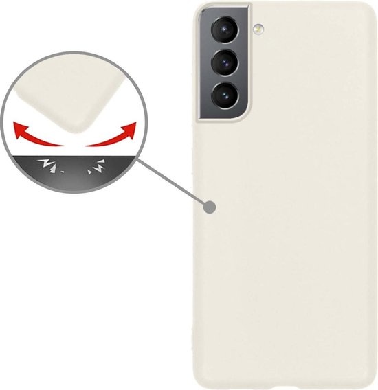 Nomfy Hoesje Geschikt voor Samsung S21 Hoesje Siliconen Cover Case - Hoes Geschikt voor Samsung Galaxy S21 Hoes Back Case - Wit